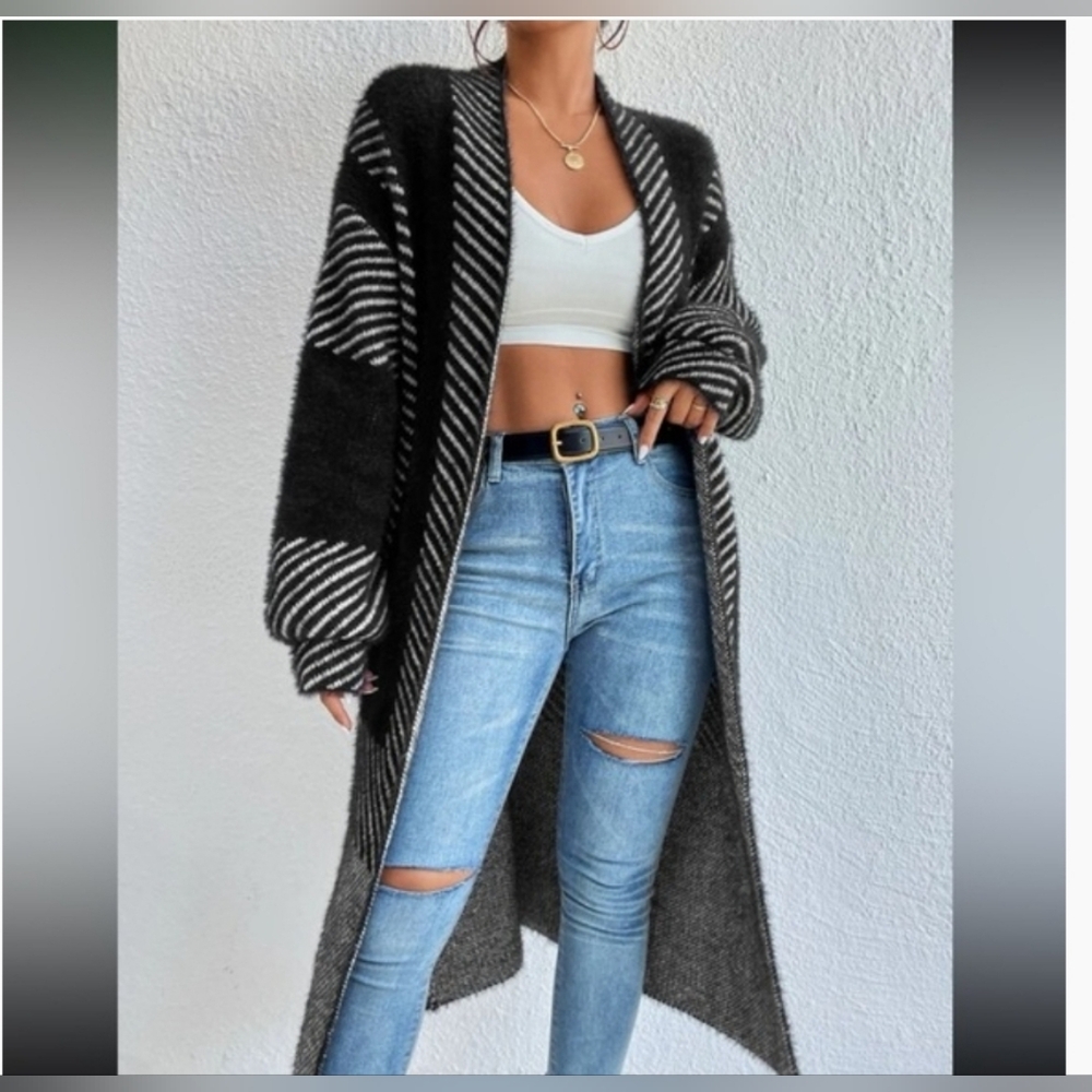 2/$30 Shein Women's Cozy Fuzzy Open Front Duster Cardigan Size Large